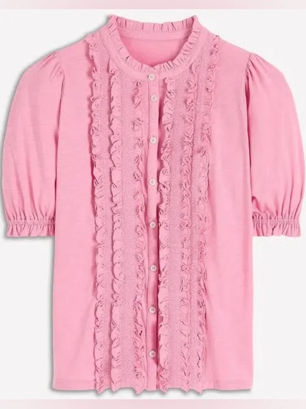 BODEN Formica Pink Eda Ruffle Front Shirt NWT